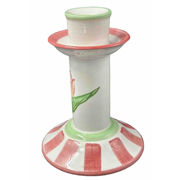 Smashing Plates Hand Painted by Raul Da Bernarda Floral Candlestick Holder - Picture 3 of 7